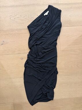 Alexander Wang Black One-Shoulder Draped Midi Dress